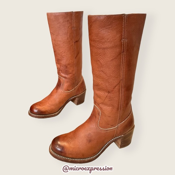 Frye Campus 14L Saddle Cognac Leather Vintage Equestrian Square Toe Cowboy Boots - Picture 12 of 16